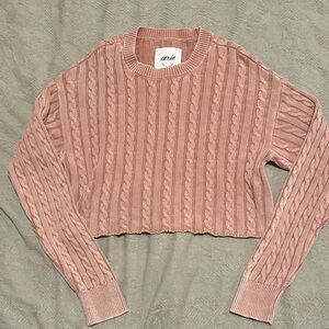 Aerie Blush Cable Knit Sweater